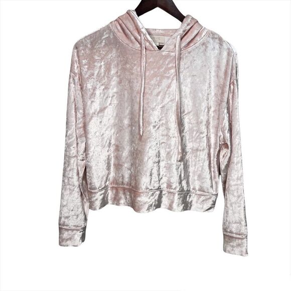 Love by Gap Velour Velvet Cropped Pink Hoody Size Small Barbiecore - Picture 1 of 6